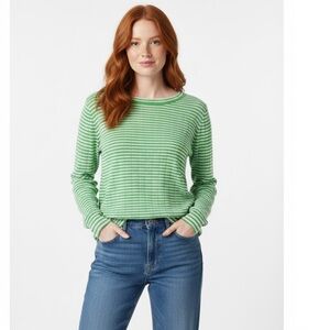 Ischiko Green and White Striped Sweater - Size Large